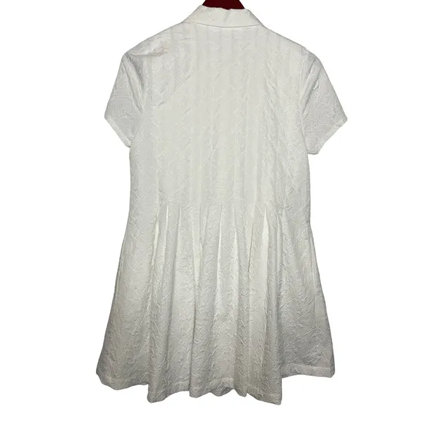Hill House Rosalind White Jacquard Rhinestone Button Collar Mini Dress XS - Image 5