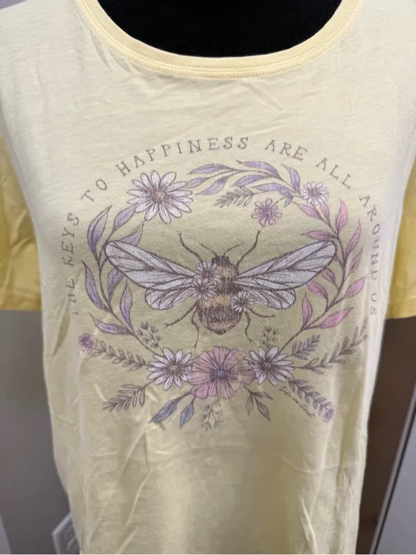 Life is Good Crusher-Lite T-Shirt Butter Yellow Short Sleeve Bee Scoop Neck XL - Image 2