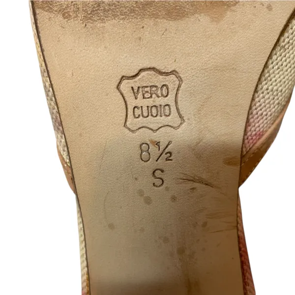 VANELI Tan/Beige Floral Canvas/Leather Slides Mules Heels Shoes - Size 8.5 Slim - Image 13
