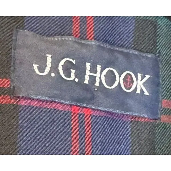 J.G. Hook Women Blazer Jacket 100% Wool Vintage 90's‎ Plaid Lined Full Zip Sz. 8 - Image 5