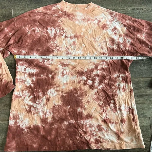 Free People Women's Long Sleeve Be Free Tie Dye Tee Shirt Top Orange Small - Image 10