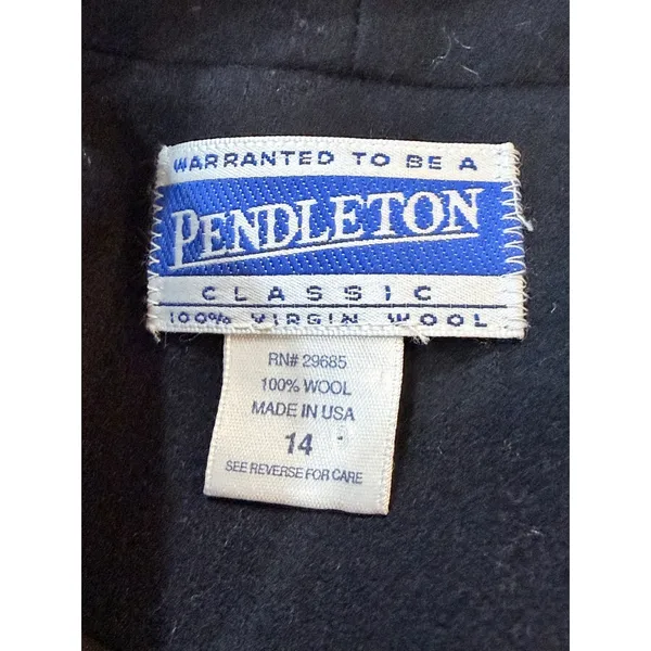 Vintage Pendleton Classic Virgin Wool Blazer Black Made USA Size 14 Fall‎ Autumn - Image 3