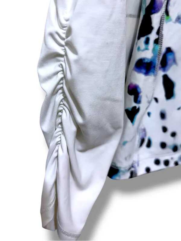 Calia | NWOT White Black Teal Abstract Print Long-Sleeve Athletic Top (size S) - Image 5
