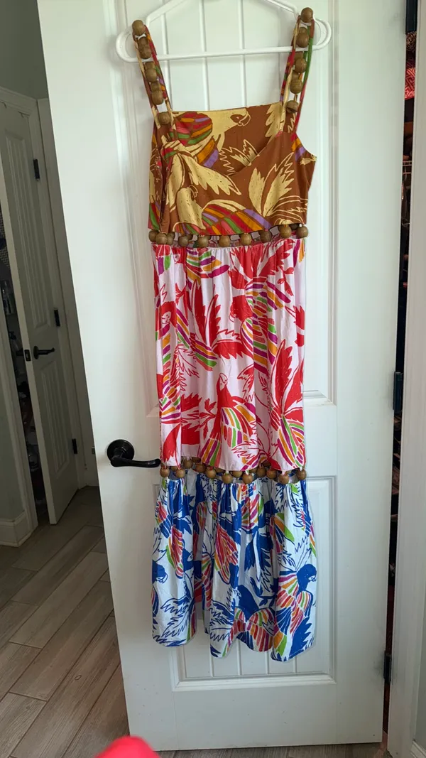 Farm Rio Dress XS Tropical Mixed Color Birds Ball Dress - Image 2