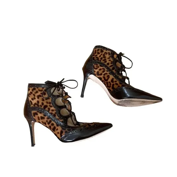 Marion Parke Animal Print Calf hair leather "Miki" Lace Up Pumps Size 7.5 - Image 3