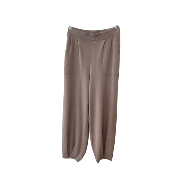 Urban Outfitters Mauve‎ Brown Linen Blend Pleated Knit Sweater Pants Large - Image 6