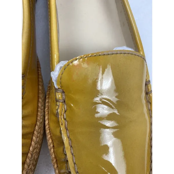 Stuart Weitzman Yellow Patent Leather Loafer Flats Braided Sole Women's 7 - Image 8