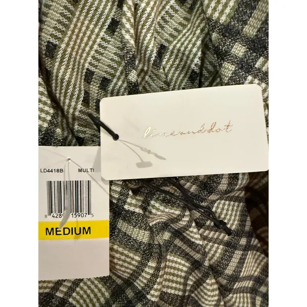 Line‎ and dot Plaid Mini Dress Women Medium Puff Sleeve Tie Back fall preppy NWT - Image 5