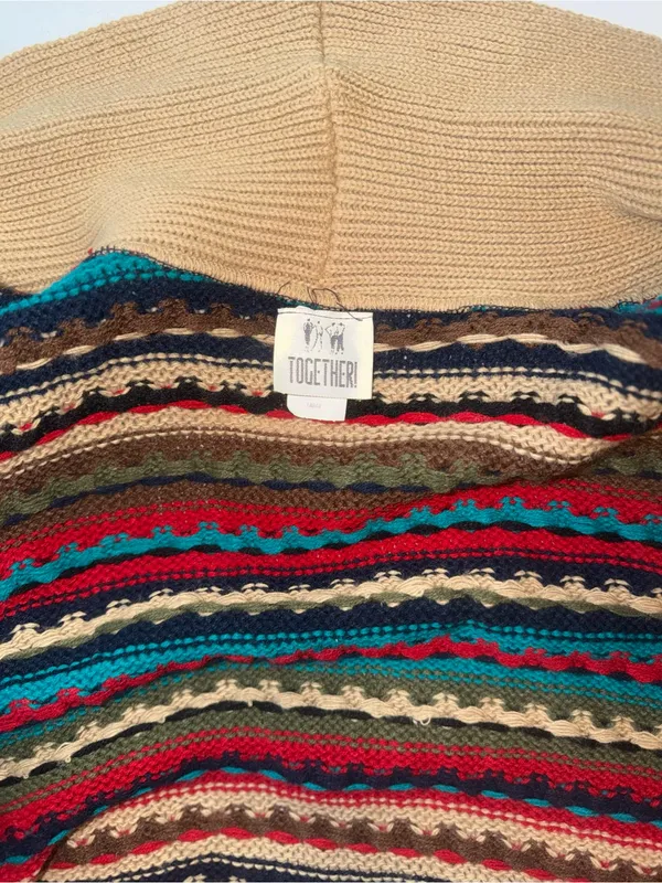 Super Cute Vintage 90s Together Striped Open-Front Dolman Sweater Cardigan - Image 7