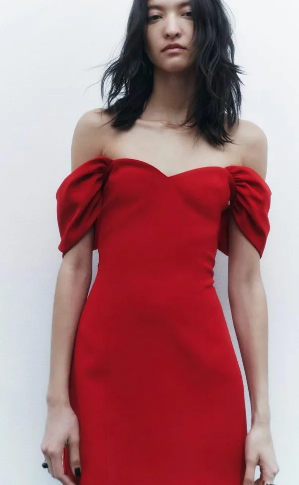 ZARA Red Sweetheart Dress - Image 2