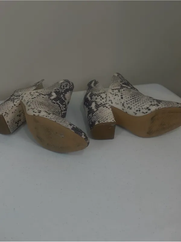 Steve Madden Snake-Print Ankle Boots in Black & Cream - Image 6