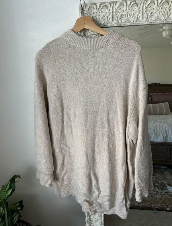 Zara Oversized Neutral Sweater Top - Image 2