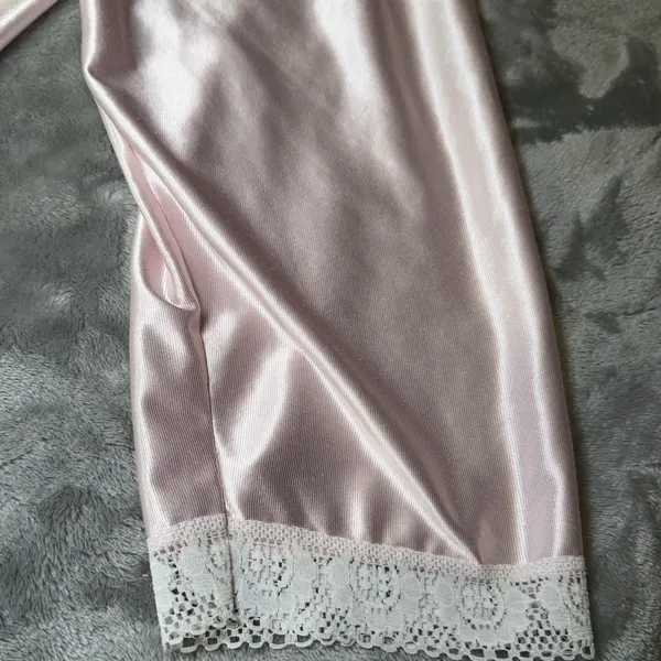 Vintage Jessica Alexander Womens Size XL Pink Satin Nightgown Embroidered Lace - Image 6