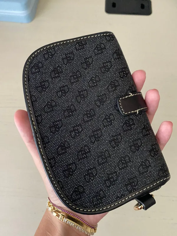 Vintage Dooney and Bourke monogrammed leather trim black wristlet wallet - Image 3