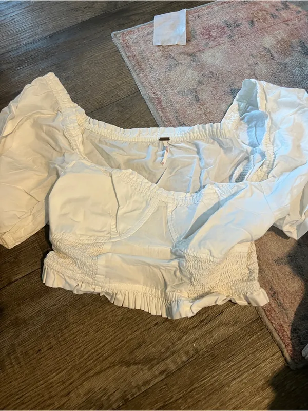 Free people White Puff-Sleeve Cropped Top - Image 7