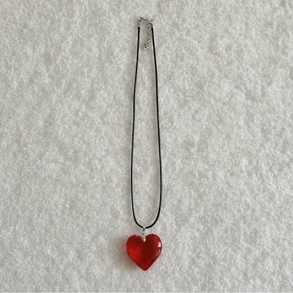 Heart Choker Necklace Red - Image 6