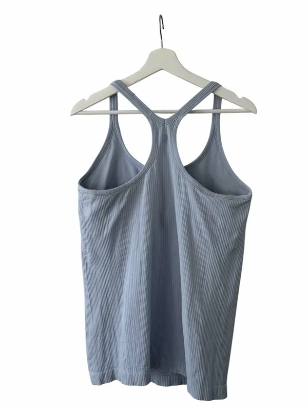 Lululemon Ebb To Street Tank Light Support B/C Cup Size 12 Blue Linen - Image 4