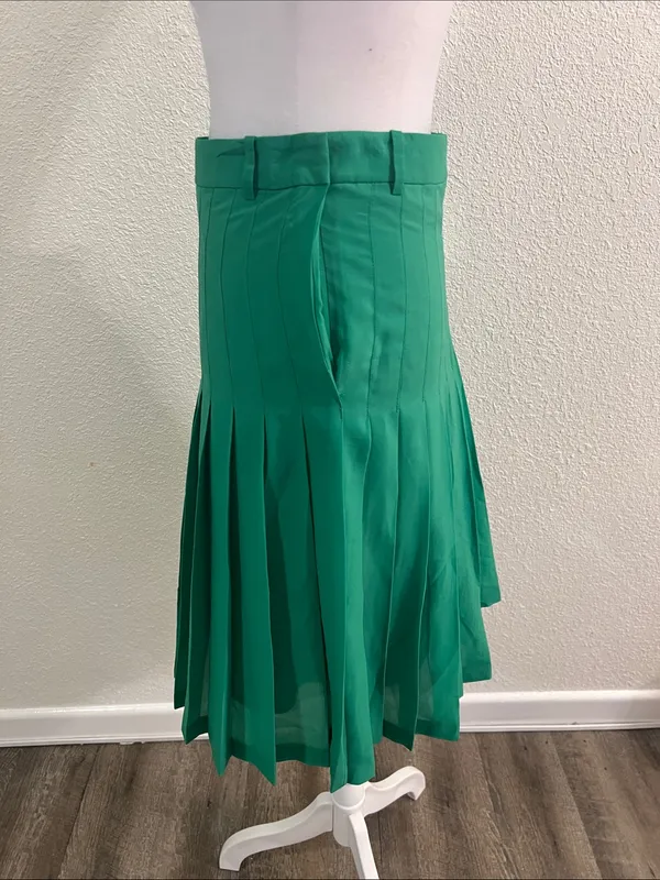 BCBGMaxAzria Emerald Green Pleated Skirt - Image 3
