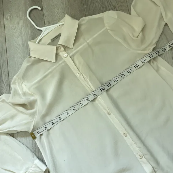 Intimissimi Sheer Buttonup Shirt long sleeve womens Cream (small) minimalist - Image 7