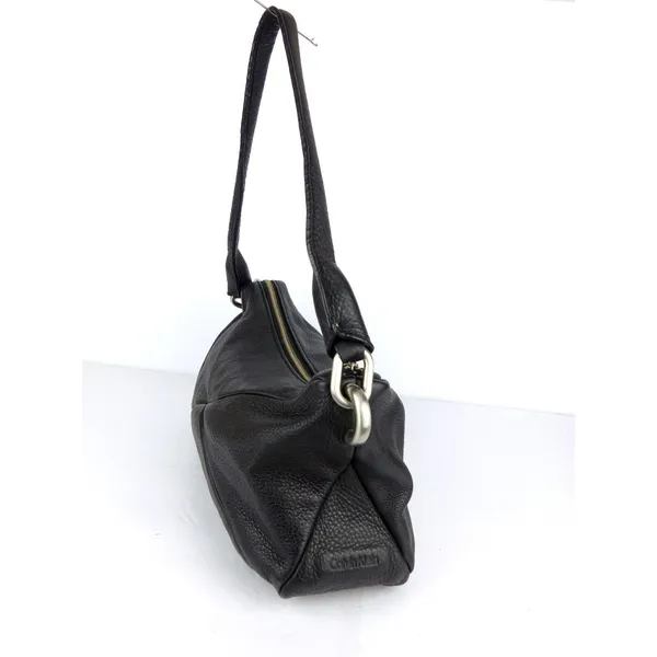 Calvin Klein Black Pebbled Leather Shoulder Bag Hobo Purse Slouchy Zip Y2K - Image 5