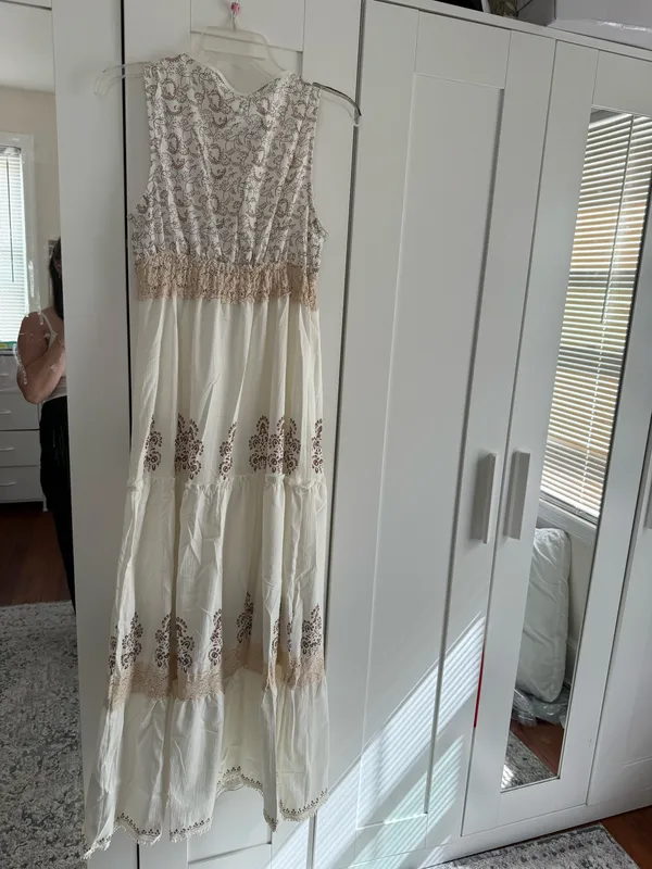 Beige and brown dress Tan Size L - Image 2