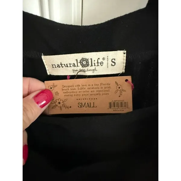 Natural Life NWT Black Tie Strap Linen Blend Wide Leg Jumpsuit Overalls Small - Image 10