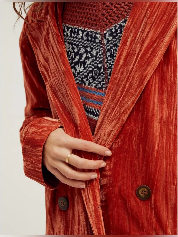 Free‎ People Daria Crinkle Velvet Blazer Size M - Image 3