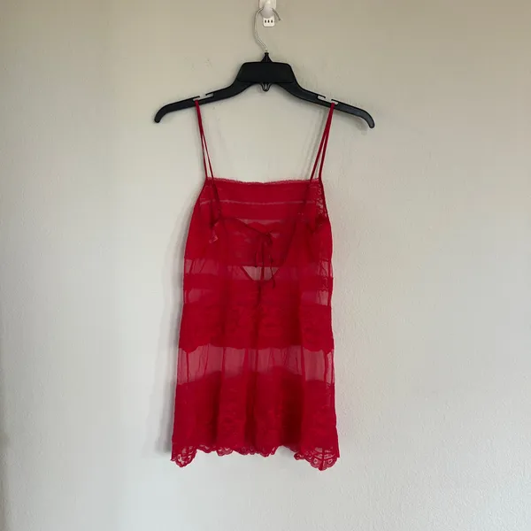 Victoria's Secret Red Sheer Mini Slip Dress Size Small - Image 4