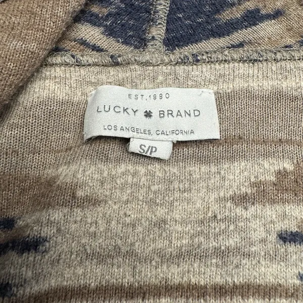 Lucky Brand Womens Open Cardigan Sweater Small Navy Tribal Aztec Long Pockets‎ - Image 2