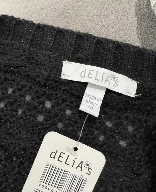 • Vintage dELiA*s Y2K Black Open-Knit Metallic Sweater - Image 5