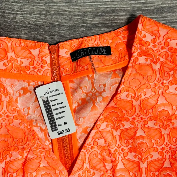 Neon Floral Brocade Fit & Flare Cut Out‎ Sides 0308 - Image 6