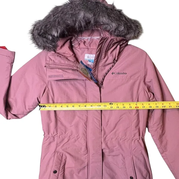 Columbia Coat Womens Small Pink Omni-Shield Hooded Fur Trim Winter Parka - Image 4