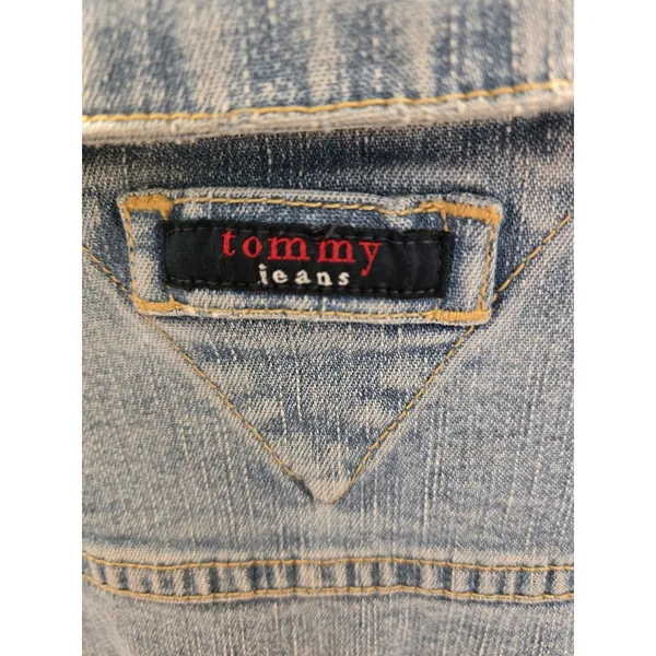 Tommy Hilfiger Tommy Jeans M Cropped Denim Trucker Y2K Jacket Womens Light Wash Blue Jean - Image 7