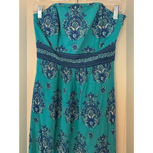 Vineyard Vines Teal Tube Top Maxi Dress Women's Sz 2 - Image 3