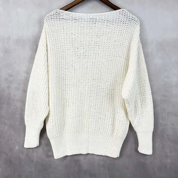 Cottagecore Handmade Womens Sweater L Retro Cable Knit Coastal Grandma Minimal‎ - Image 5