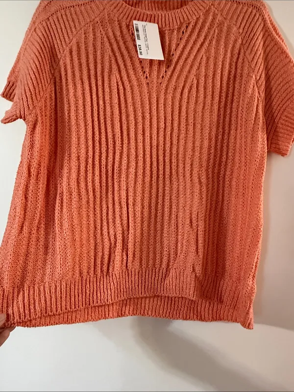BiBi Bright Orange Short-Sleeve Crewneck Knit Top - Image 5