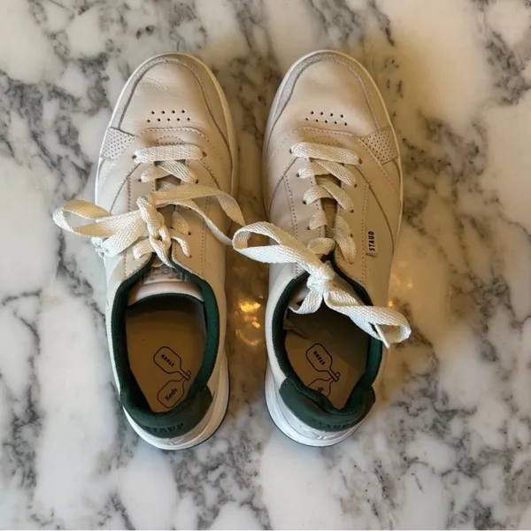 EUC KEDS X STAUD The Court Sneakers Cream and Green Women's Sz 7.5 Sold Out - Image 4