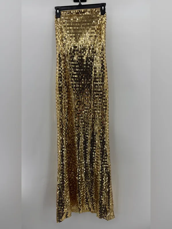 Simon Miller Sculpty Strapless Sequin Maxi Dress Gold - Image 8