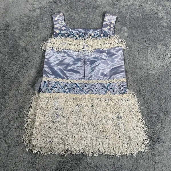 VTG Flapper Tassel Dress Shirt Beaded Sequin Fringe Gatsby Party Cocktail - Image 11