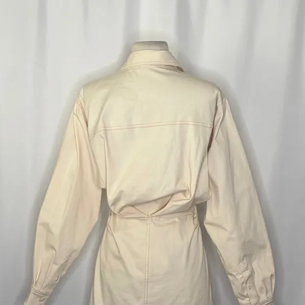 ZARA Natural Cream Shirtdress Mini Shirt Dress Buttons Pockets Twill Small - Image 10