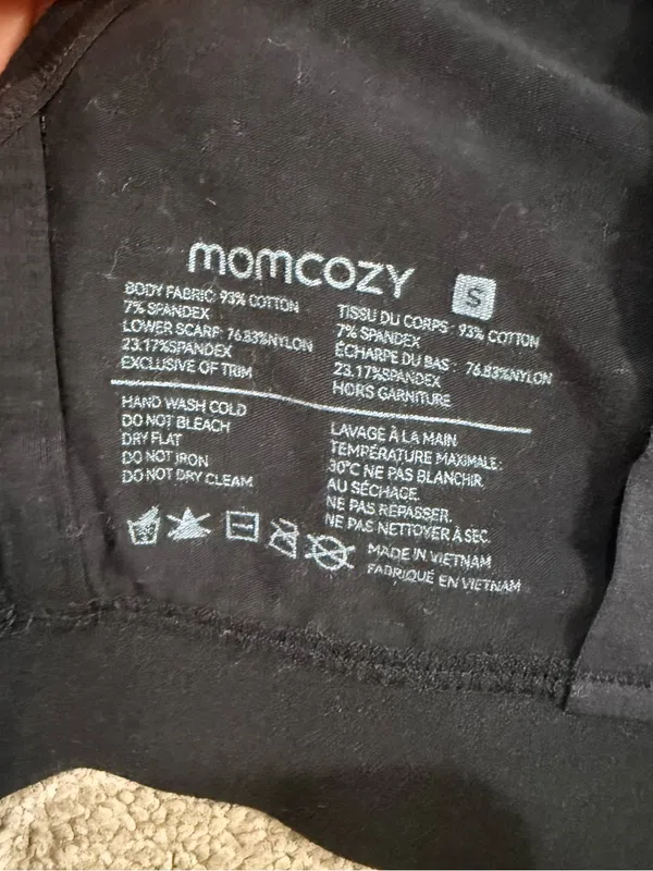 MomCozy Black Hands Free Pumping Nursing Bralette Size S - Image 4