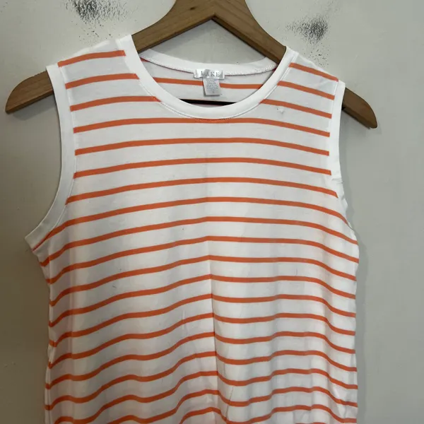 Lake Pajama Pima Cotton Nightgown Green Orange Stripe Sleepshirt Sleepwear - Image 2