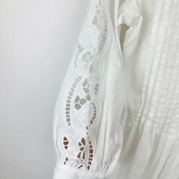 Madewell Pintucked Eyelet Mini Dress Boho Cotton Cottagecore White Small NWT - Image 13