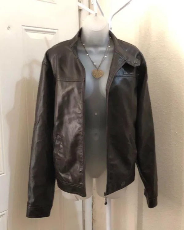 90s 2000s Y2K Grunge leather bomber Biker Racer motorcycle moto jacket coat retro streetwear Gothic - Image 2