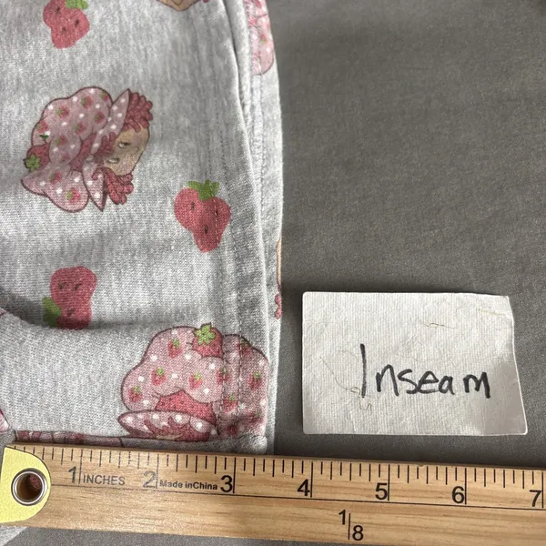 Strawberry Shortcake Sweat Shorts Size Large Gray Drawstring Lounge Novelty Cute - Image 11