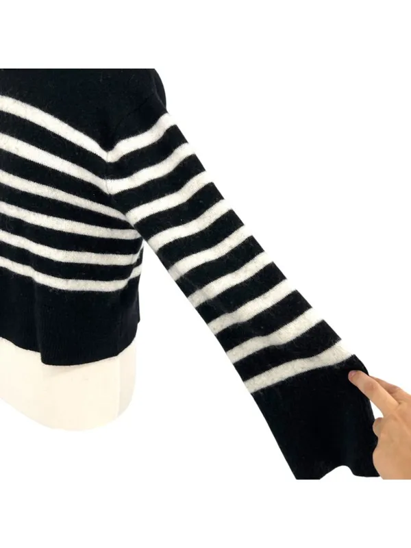 J.Crew Striped Supersoft Sweater Textured Black White Quiet Luxury Size XS - Image 3