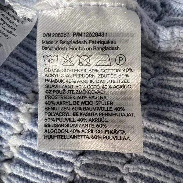 H&M Baby Blue White Knit Cotton Blend Striped Sweater Nautical Preppy Cute Sz Small - Image 6