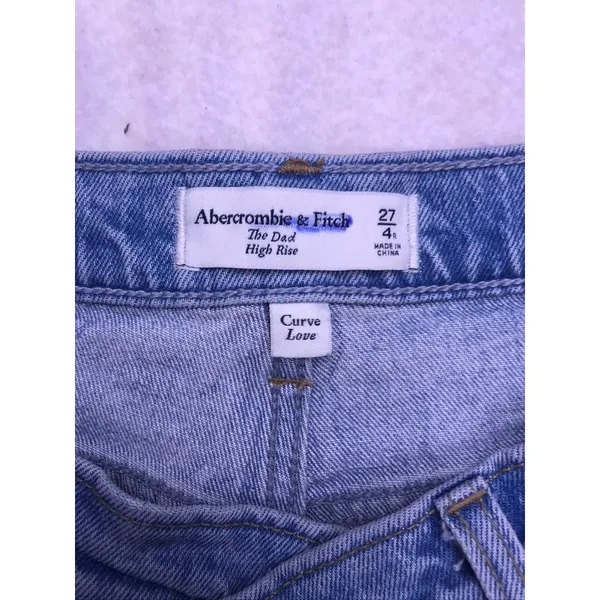 Abercrombie & Fitch‎ The Dad High Rise Jeans Womens 27/4R Blue Cross Over Denim - Image 2