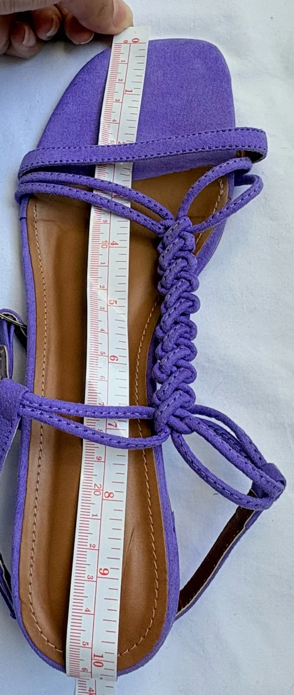 Via Mia Purple Suede Braided Strappy Block Heel Sandals - Image 9