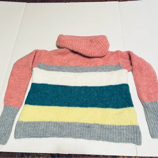 Lou & Grey LOFT Womens XS‎ Multicolor Striped Turtleneck Sweater Alpaca Wool - Image 13